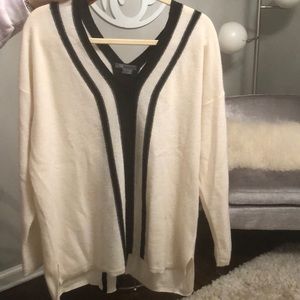 Ivory sweater with black stripes
